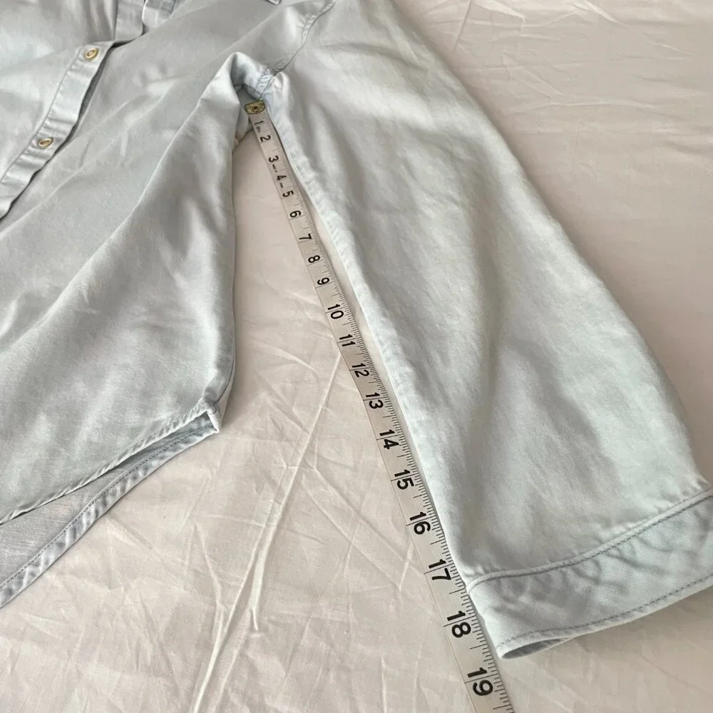 DRIFTWOOD Light Washed Embroidered Back Demin Shirt Size M - Picture 12 of 14